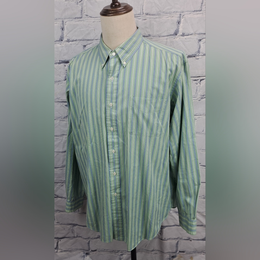 Ralph Lauren Men's Classic Fit Button Down Shirt Green Striped Smooth XXL 2XL - Picture 11 of 14